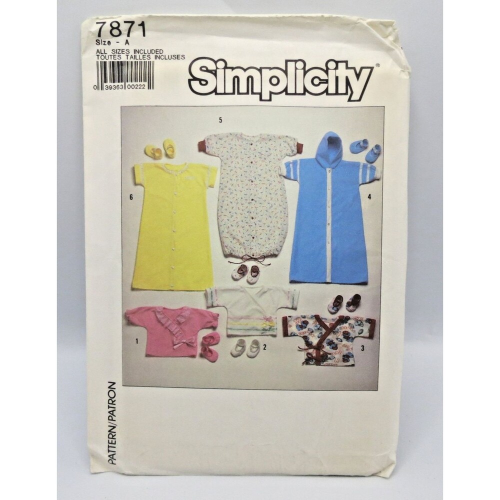 Simplicity #7871 Babie's Bootees & Kimonos Sewing Pattern Uncut Size A (All)